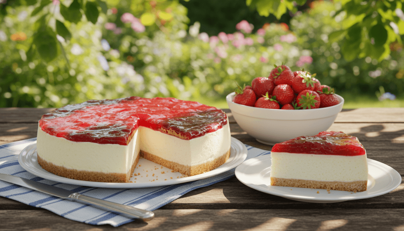 Sernik nowojorski z polewą truskawkową